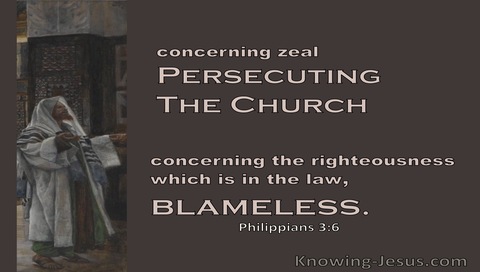 Philippians 3:6 Concerning Zeal Persecuting The Church Concerning The Law Blameless (brown)
